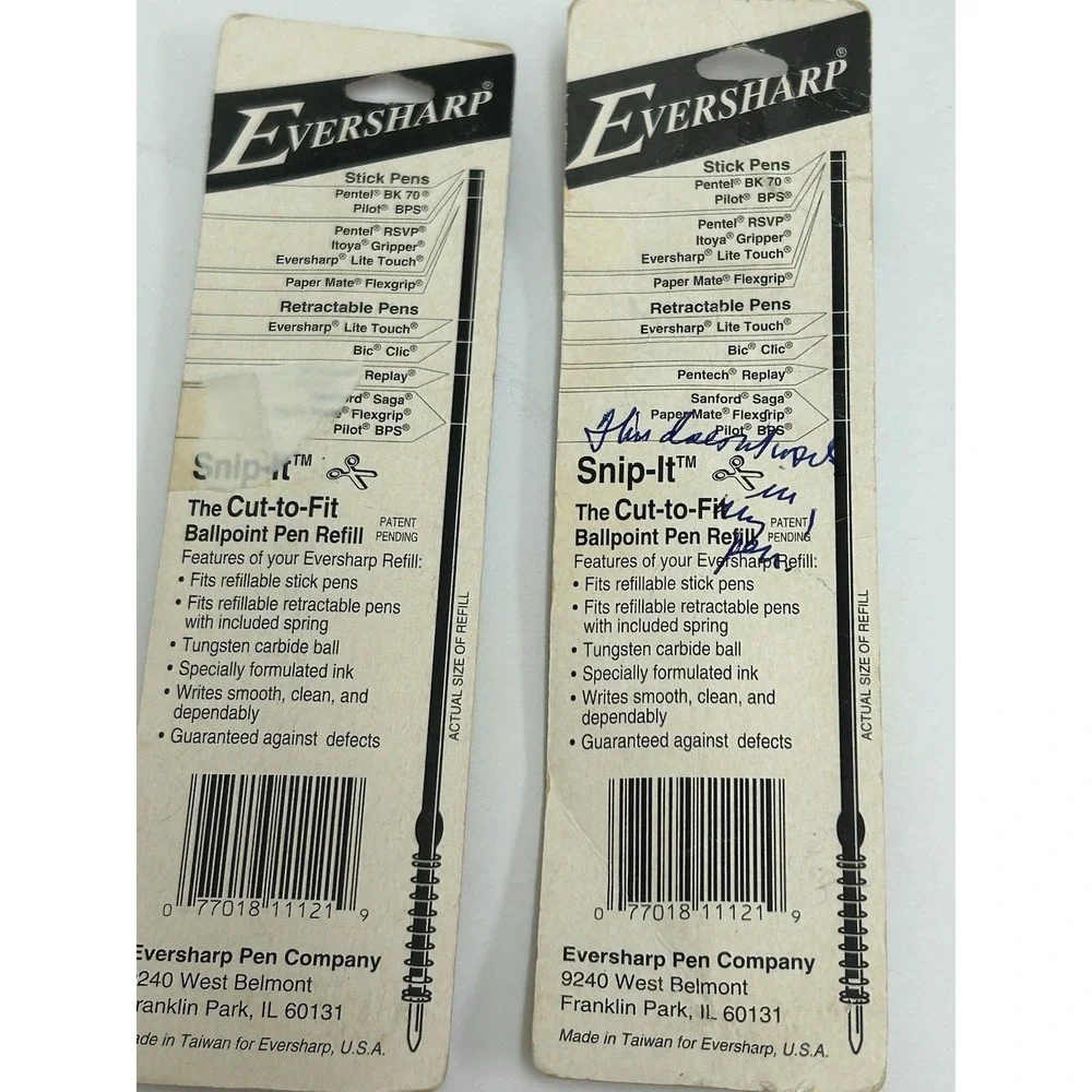 2 Eversharp Snip It Ballpoint Pen Refill SNP4/2 Black Ink Medium Replacement NEW